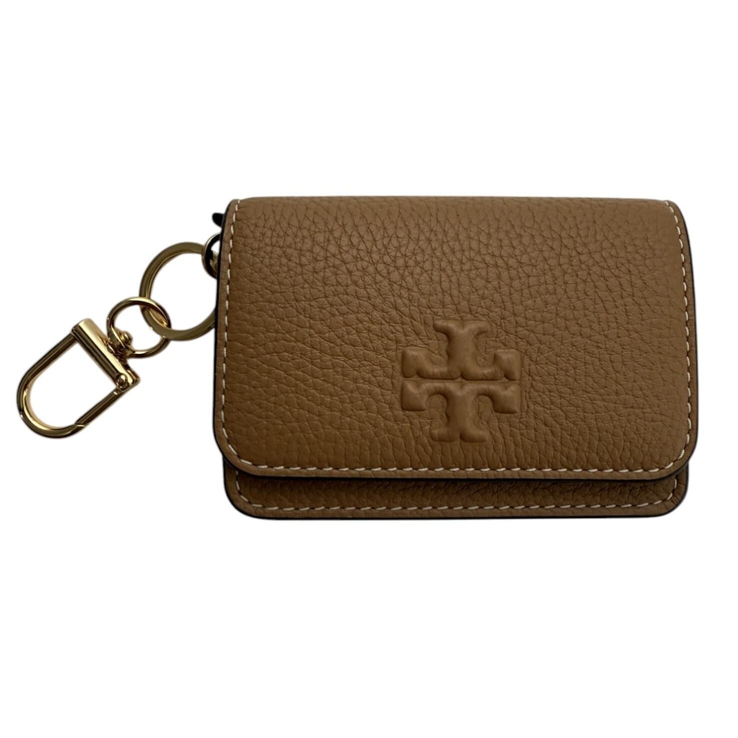 4126 Thea Texrured Leather Flap Card Case Wallet Tiramisu